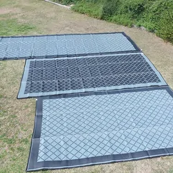 Affordable Camping Mats Annex Mat Crisscross Plain Centre Grey/Black 6.0 x 2.4m