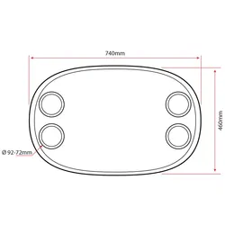 Table Top Oval White With 4 Cup Holders