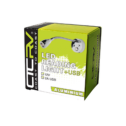 Coast to Coast 12V LED Aluminium Reading Light With 2A Usb.