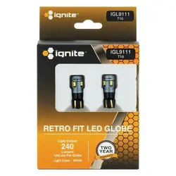 Ignite T10 Wedge White 12V 240 Lumens (Pkt2)