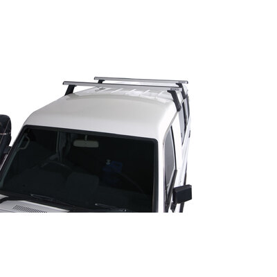 Rhino Rack Heavy Duty Rl210 Silver 2 Bar Roof Rack For Toyota Landcruiser 78 Series 4Dr 4Wd Cab Chassis 01/99 To 02/07