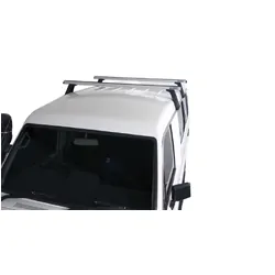 Rhino Rack Heavy Duty Rl210 Silver 2 Bar Roof Rack For Toyota Landcruiser 78 Series 2Dr 4Wd Troop Carrier 01/99 To 02/07