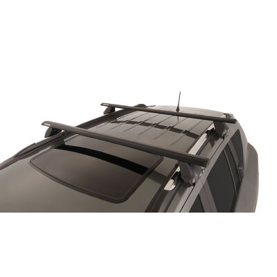 Rhino Rack Vortex 2500 Black 2 Bar Roof Rack For Jeep Compass Mk 4Dr Wagon With Flush Rails 01/12 To 12/17
