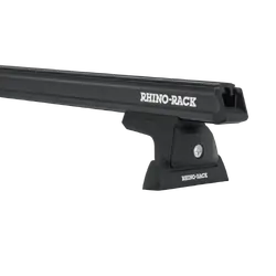 Rhino Rack Heavy Duty Rlt600 Trackmount Black 2 Bar Roof Rack For Toyota Hilux Gen 7 4Dr Ute Dual Cab 04/05 To 09/15