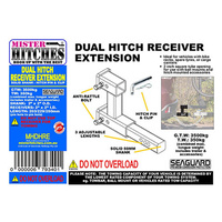 Dual Hitch Receiver Extension - Solid Shank 3500Kg 