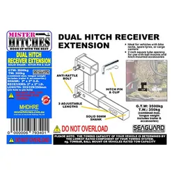 Dual Hitch Receiver Extension - Solid Shank 3500Kg