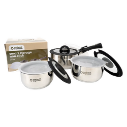 Outback Explorer Smart Storage Non-Stick Pots Set w/ Storage Lids