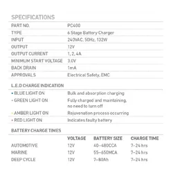 Automatic 12v 4a 6 Stage Battery Charger