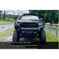 PSR Ambush Bar Ford Ranger PX MK2 8/15-7/18 Ambush Satin Black Triple Hoop Bar, Infill (1" Body Lift), Splash Guards, Slimline Black Fairlead, Factory