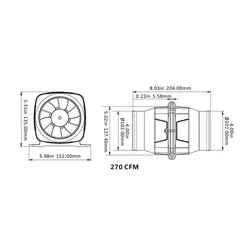 SEAFLO 4" 270CFM In-Line Bilge Blower Fan 12V