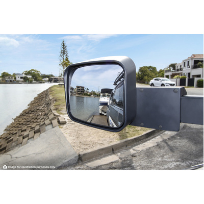 Towing Mirrors To Suit Tm1202 Mitsubishi Pajero Sport (Black, Electric, Indicators, Blind Spot Monitoring) 2015-Current
