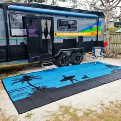 Affordable Camping Mats Annex Mat Morning Surf Aqua/Black 5.0 x 2.4m