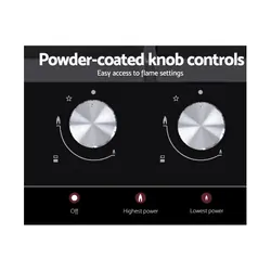 Devanti 2 Burner Gas Cooktop Black (300 X 520mm)