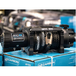 Carbon Scout Pro - 20000lb Extreme Duty Truck Winch 24V with Mega Pro Winch Hook - Black
