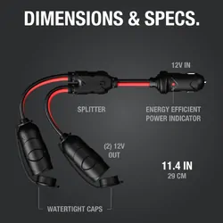 Noco GC020 12V Plug 2-Way Splitter