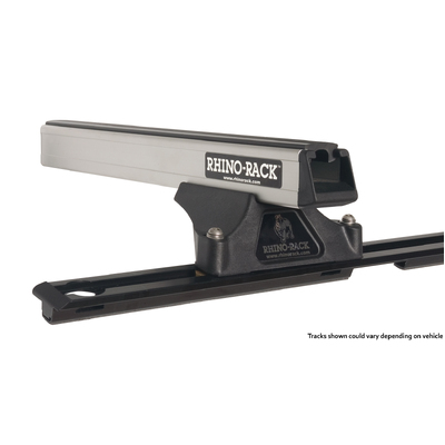 Rhino Rack Heavy Duty Rltp Trackmount Silver 2 Bar Roof Rack For Mitsubishi Pajero Nm - Np 4Dr 4Wd Lwb 05/00 To 10/06