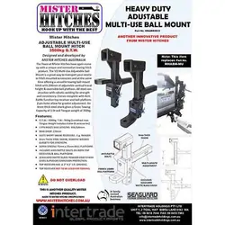 Adjustable Ball Mount Multi-Use With Top Receiver For Bike Carrier Etc