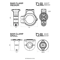 Quad Lock 360 Base - Bar Clamp Small