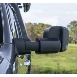 MSA Towing Mirrors to suit Mitsubishi Pajero (10/2001-2021) - Black, Electric, Indicators, Heated