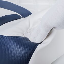 Kaiser High Back Recliner Captains Seat With Flip Up Armrests- Navy Blue/White