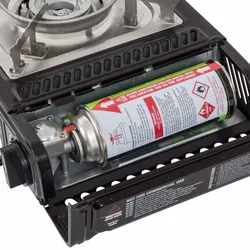 Gasmate Travelmate II Single Butane Stove - Black with Stainless Steel Spill Tray