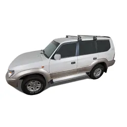 Rhino Rack Heavy Duty Rl110 Silver 2 Bar Roof Rack For Toyota Prado 90 Series 4Dr 4Wd 07/96 To 02/03