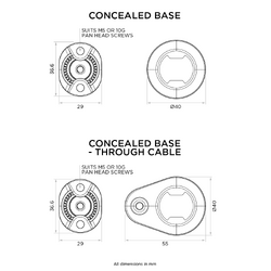 Quad Lock Base - Concealed Small - Concealed Through Cable