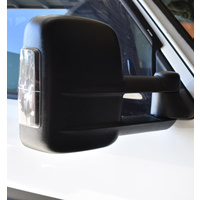 Extendable Towing Mirrors For Nissan Navara NP300 2015 - 2022 On Black, Electric