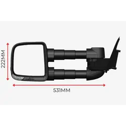 Clearview Towing Mirrors [Compact, Pair, Power-fold, Multi-Signal, Electric, Black] - Mitsubishi Triton 2015 on