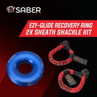 Saber Offroad Ezy-Glide 12,500 WLL Recovery Ring , Bag & Twin Sheath Soft Shackles