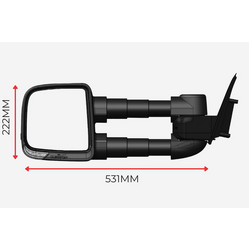 Clearview Towing Mirrors [Compact, Power-Fold, OAT Sensor, Indicators, Electric, Chrome] for Ford Ranger Mar 2023 - on