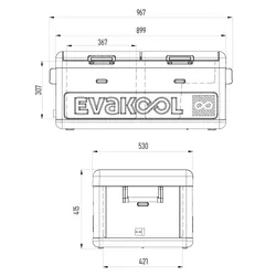 EVAKOOL DOWN UNDER II 80L DUAL ZONE FRIDGE FREEZER - MIDNIGHT BLACK