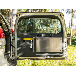 Compact Rear Door Drop Down Table to suit Toyota Prado 150 / Lexus GX 460 [Natural Stainless]