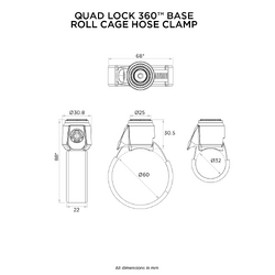 Quad Lock Base - Roll Cage Hose Clamp