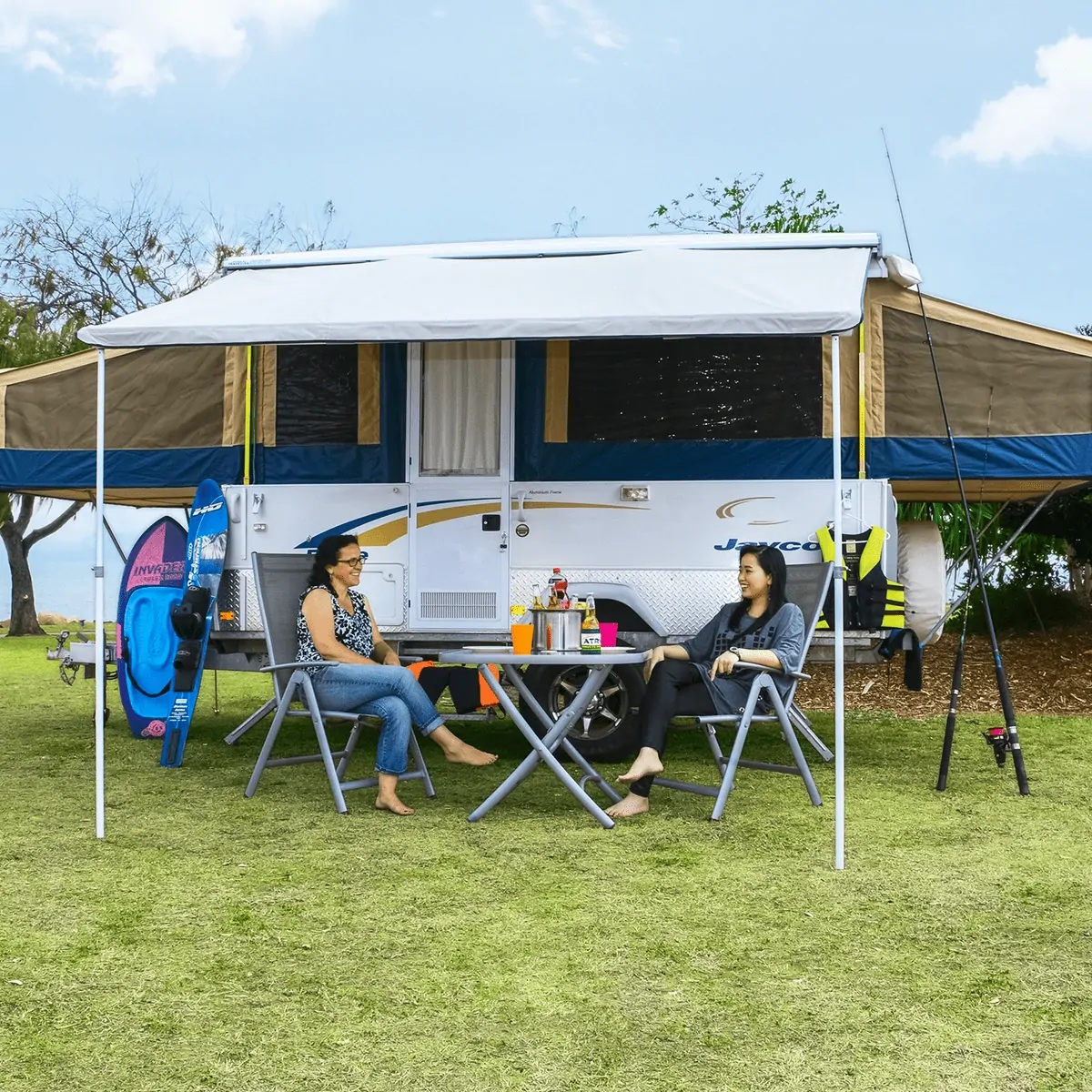 Aussie Traveller Awning Coolabah 12'6"X7' Grey Roof White Pc