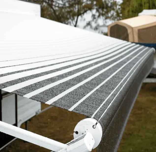 Aussie Traveller Awning Sunburst Eclipse 10' Charcoal Roof White Ends