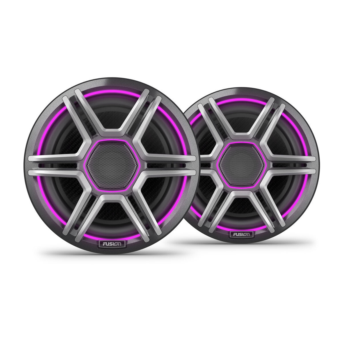 Fusion Apollo Speakers, 7.7" LED Marine Speakers with Sports Grey Grilles