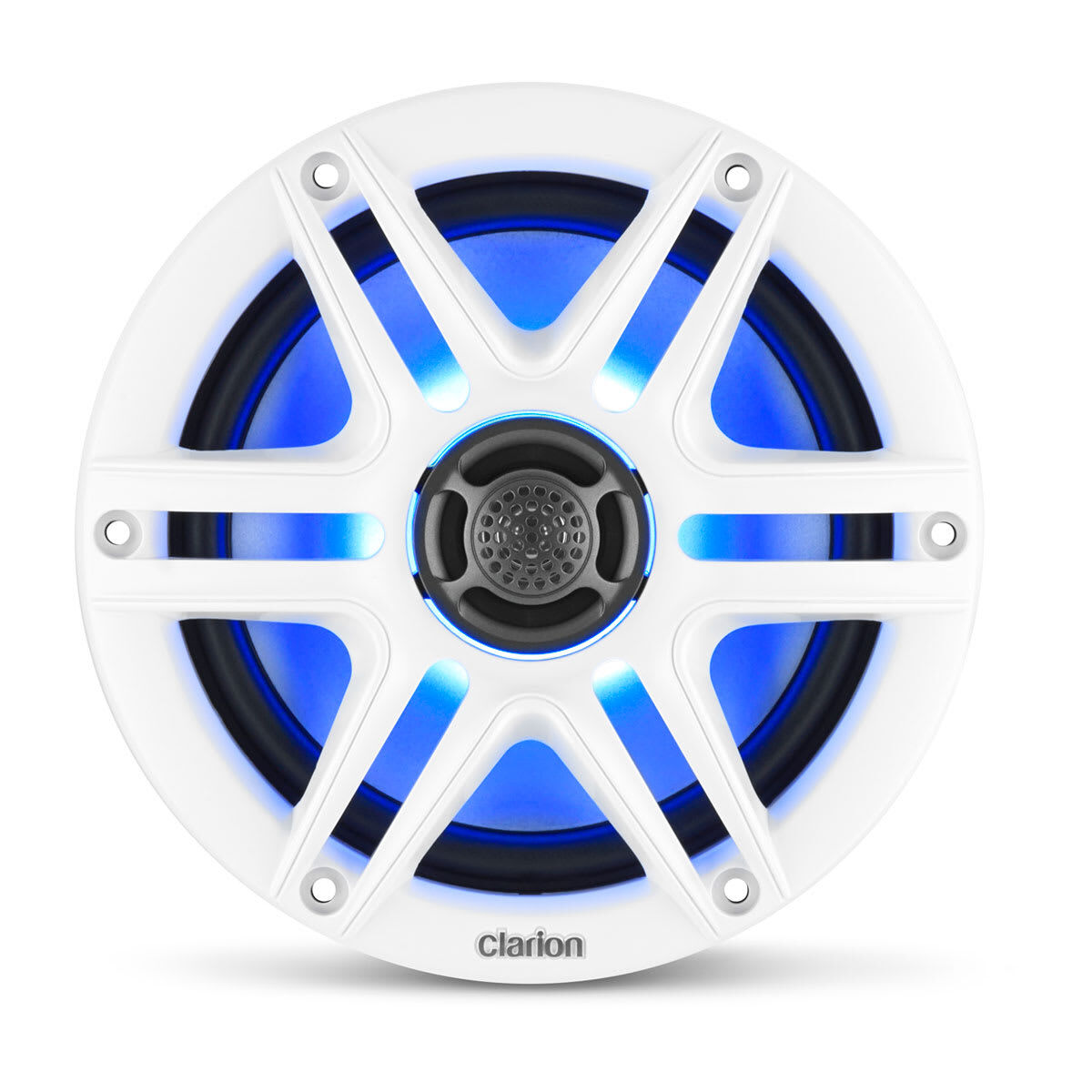 Fusion Clarion Marine CMS Speakers, 6.5" with LED and White and Black Sport Grille (CMS-651RGB-SWB)