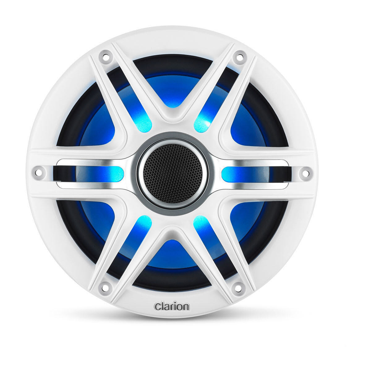 Fusion Clarion Marine CMSP speakers, 7.7" with LED and White and Grey Sport Grille (CMSP-771RGB-SWG)
