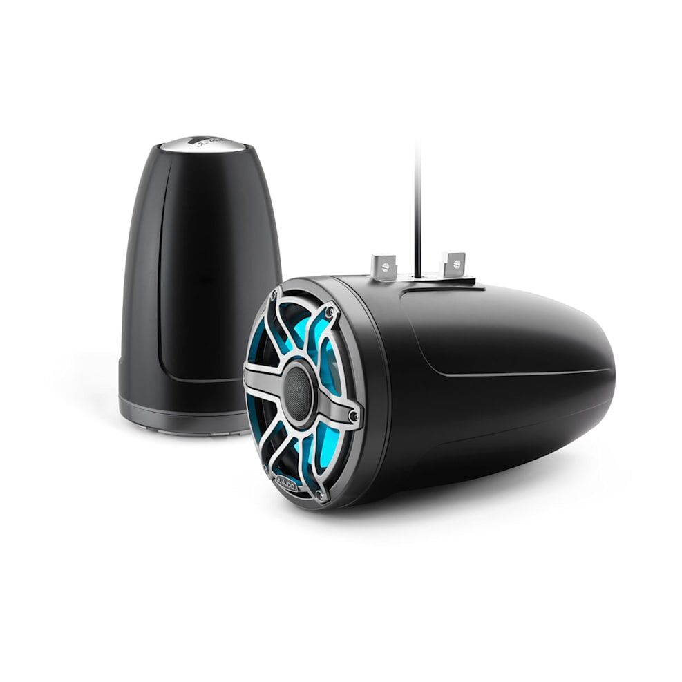 JL Audio M6 Enclosed Tower Speakers, 8.8" with LED and Titanium Sport Grille
