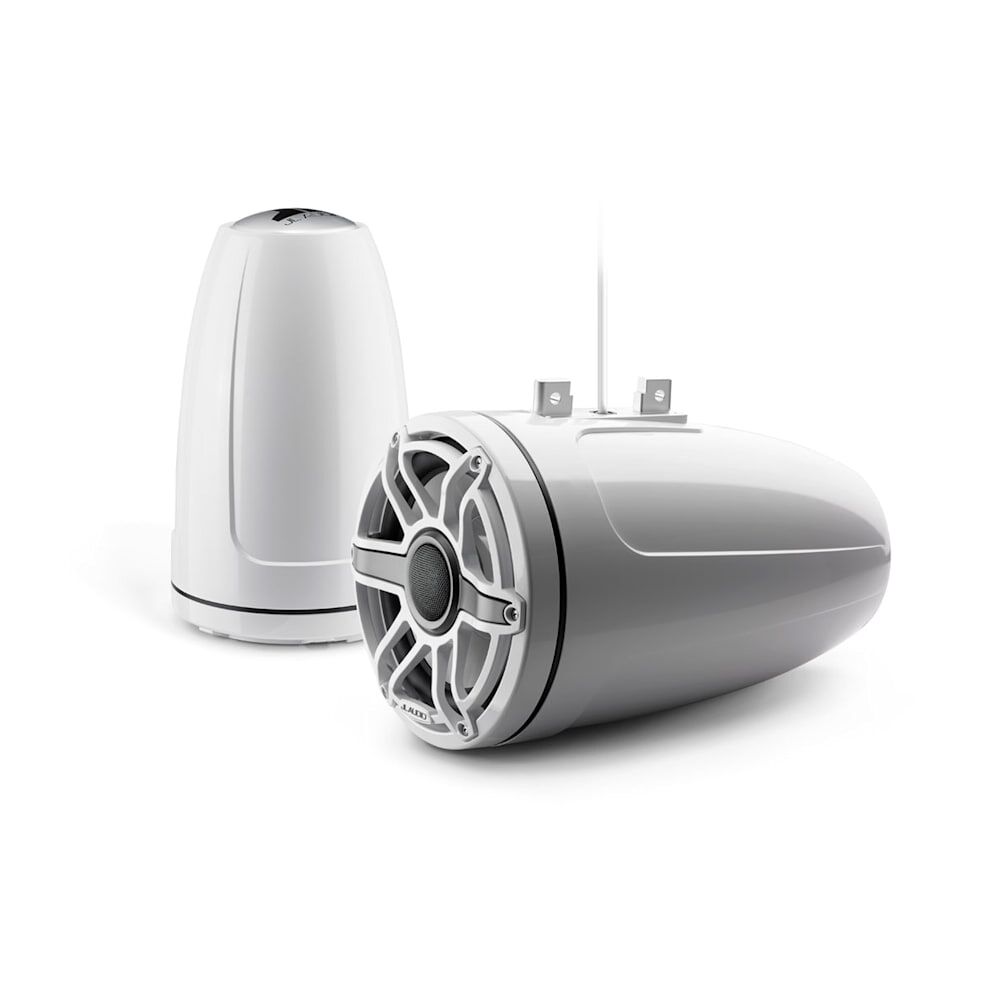 JL Audio M6 Enclosed Tower Speakers, 8.8" with White Sport Grille