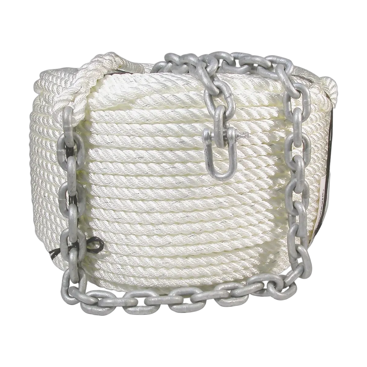 Nylon Anchor Rope & Galvanised Chain (Rope 50m x 12mm) - (Chain 10m x 8mm)