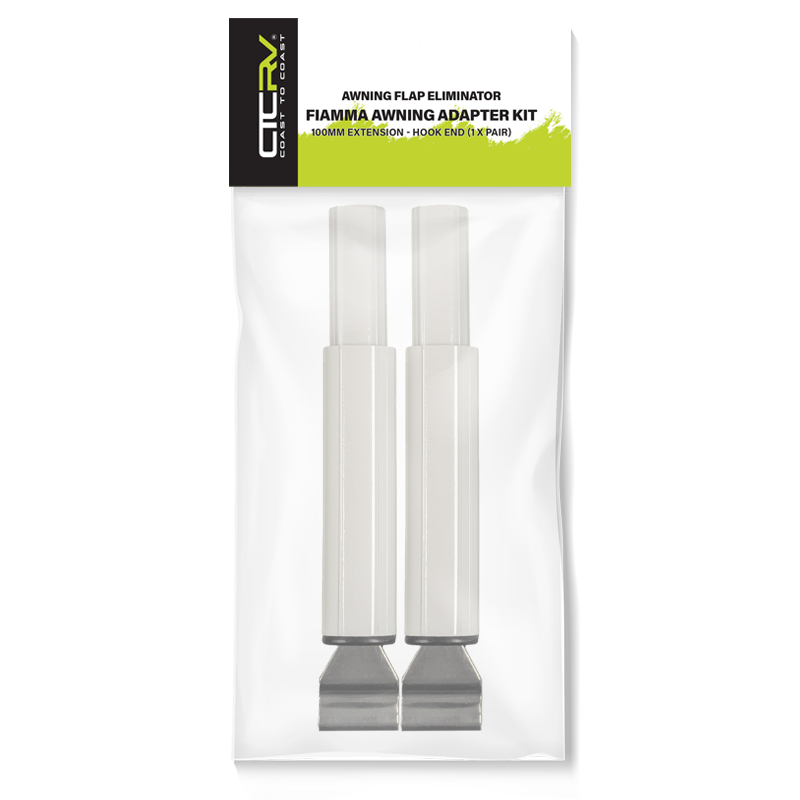 Coast to Coast Flap Eliminator Fiamma F45 Awning Adaptor X 2 - Hook End - White