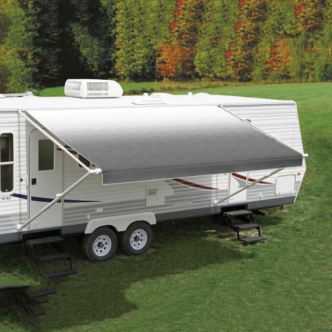 Carefree Fiesta LED Silver Shale Fade Roll Out Awning 16'