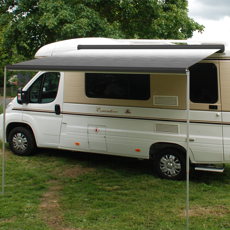 Carefree Freedom 12V Motorised Black Cased 4.0M Silver-Shale Fade Box Awning. 351576DJVTM