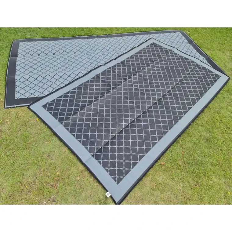 Affordable Camping Mats Annex Mat Crisscross Plain Centre Grey/Black 4.0 x 2.4m