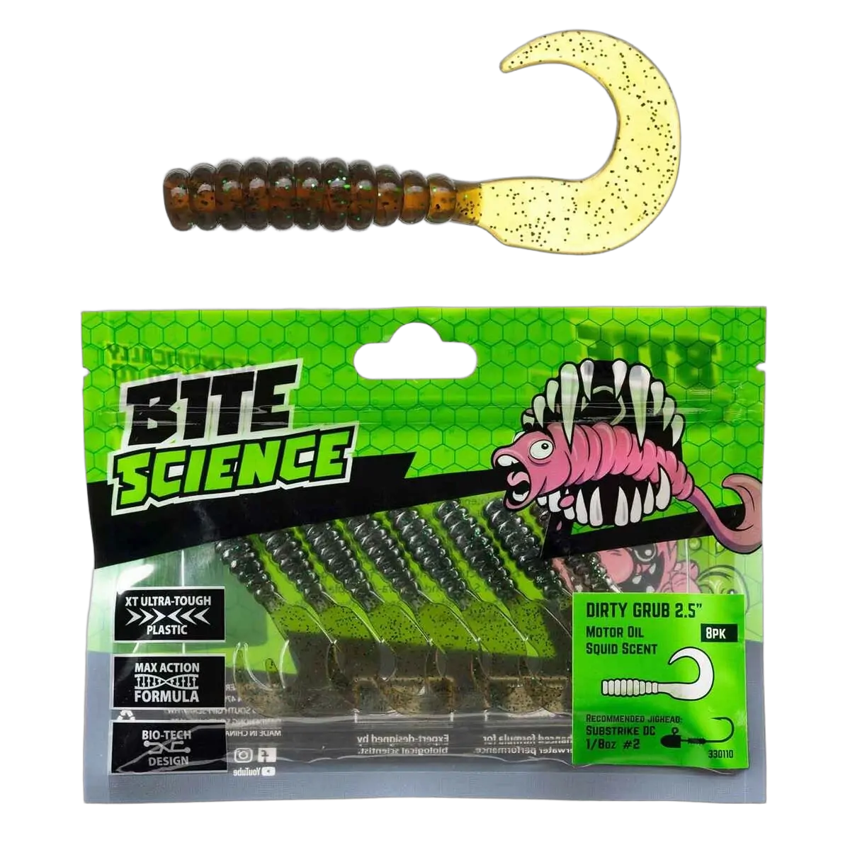 Bite Science Dirty Grub 2.5" Motor Oil - PK/8