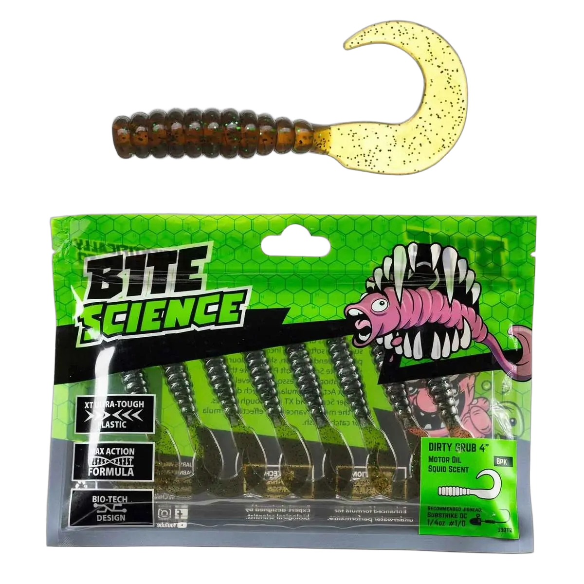 Bite Science Dirty Grub 4" Motor Oil - PK/8