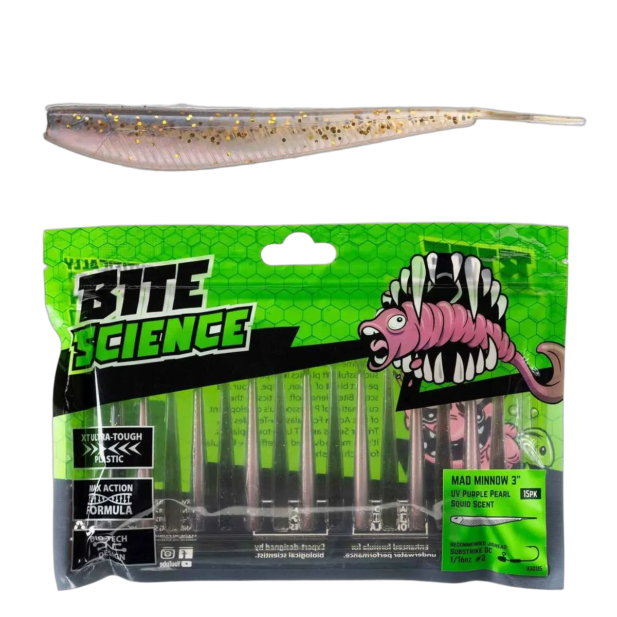 Bite Science Mad Minnow 3" UV Purple Pearl - PK/15