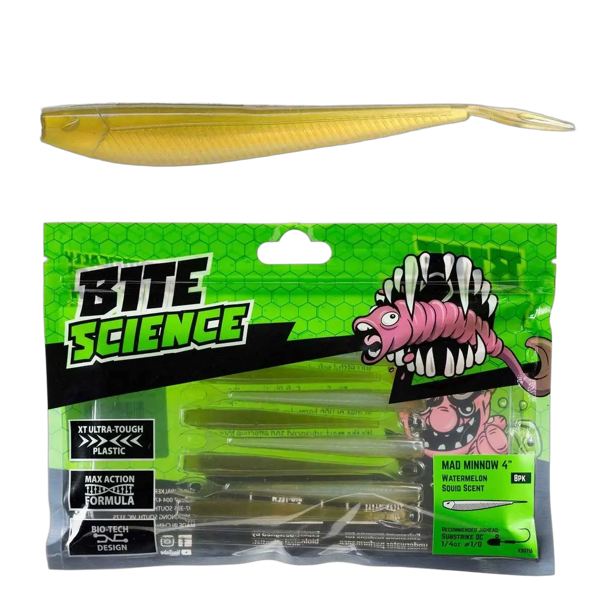 Bite Science Mad Minnow 4" Watermelon - PK/8